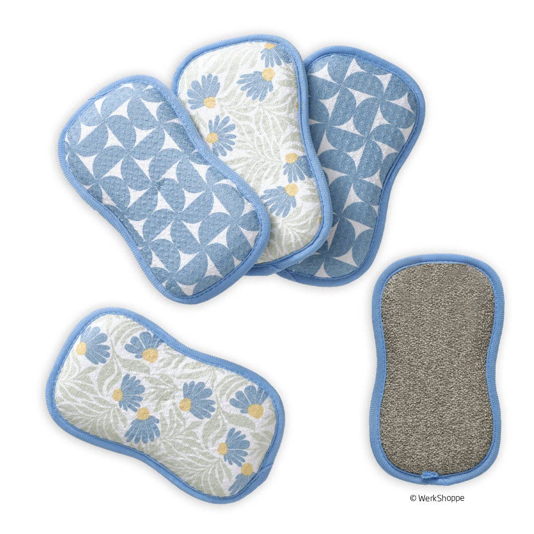 Blue Coneflower Scrubbies, Set of 4