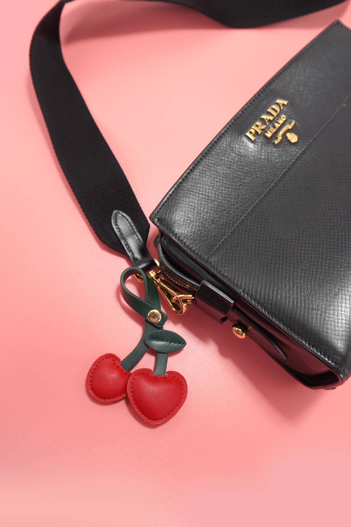 Trending Vegan Leather Cherry Bag Charm Keychains