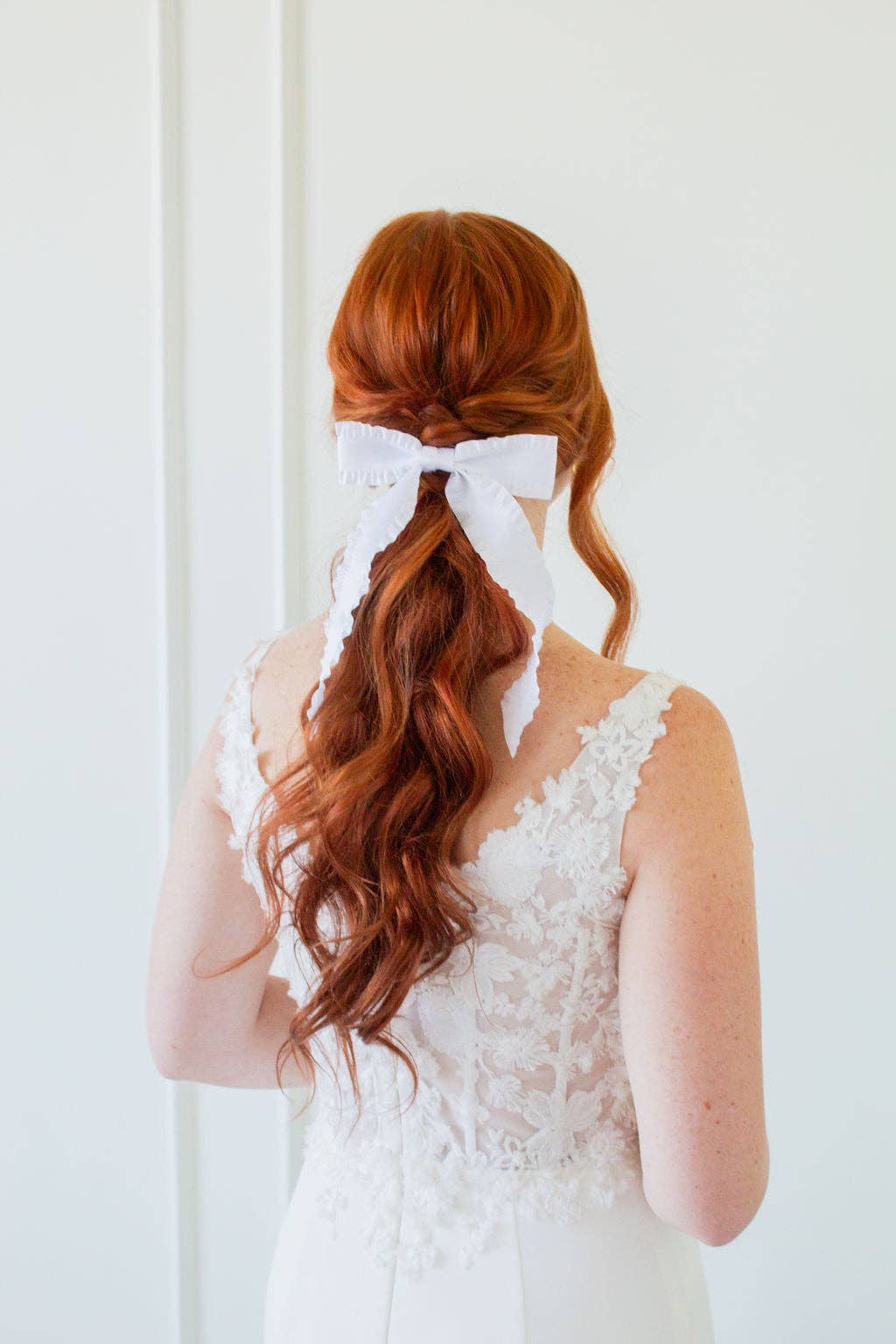 Miss Mabel White Ruffle Edge Hair Bow