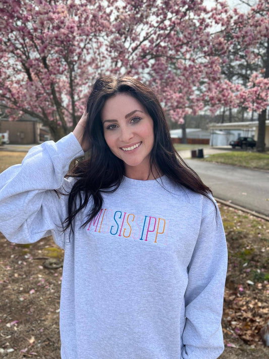 Thin Multi Color South Dakota Embroidered Sweatshirt