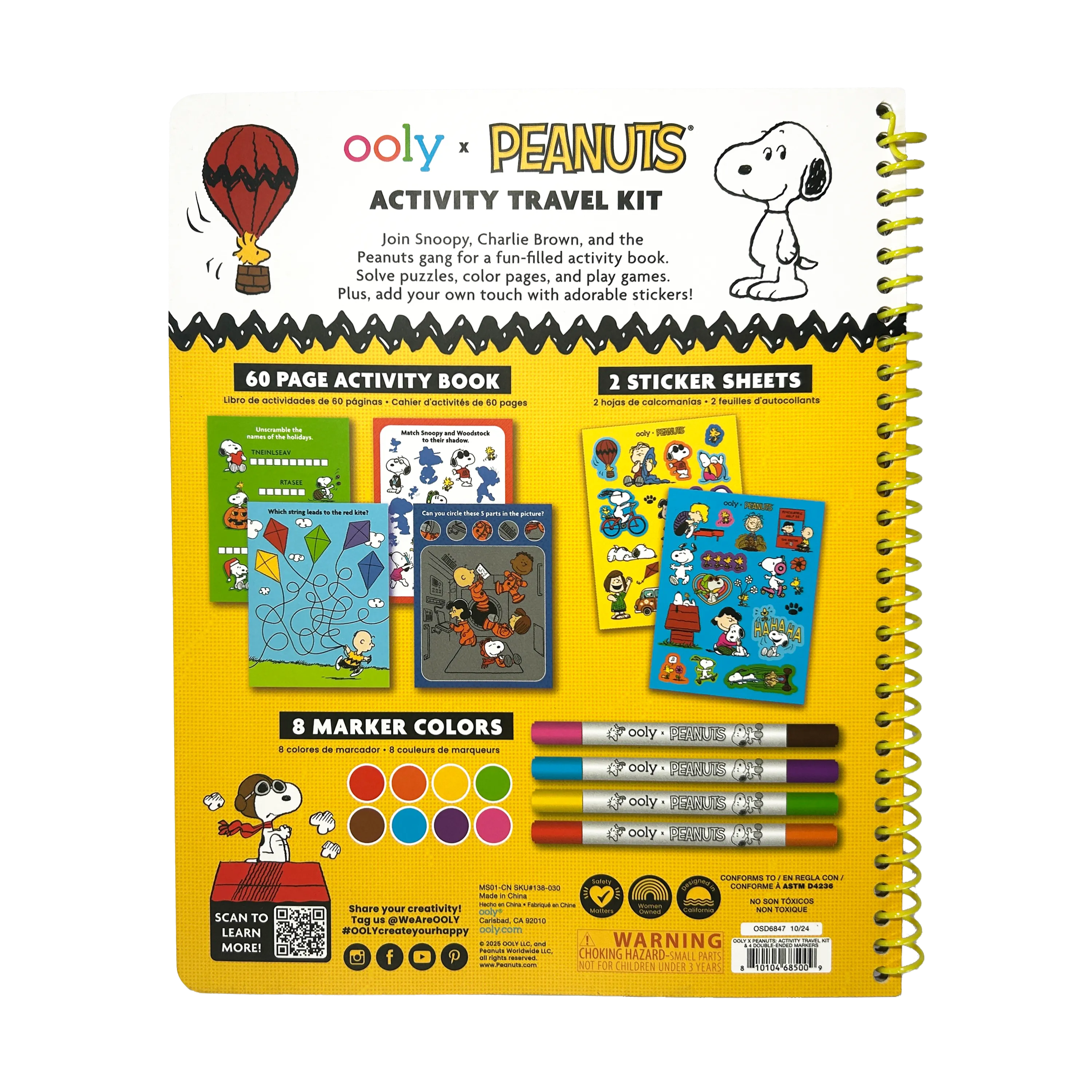 OOLY x Peanuts Activity Travel Kit & Double-Ended Markers