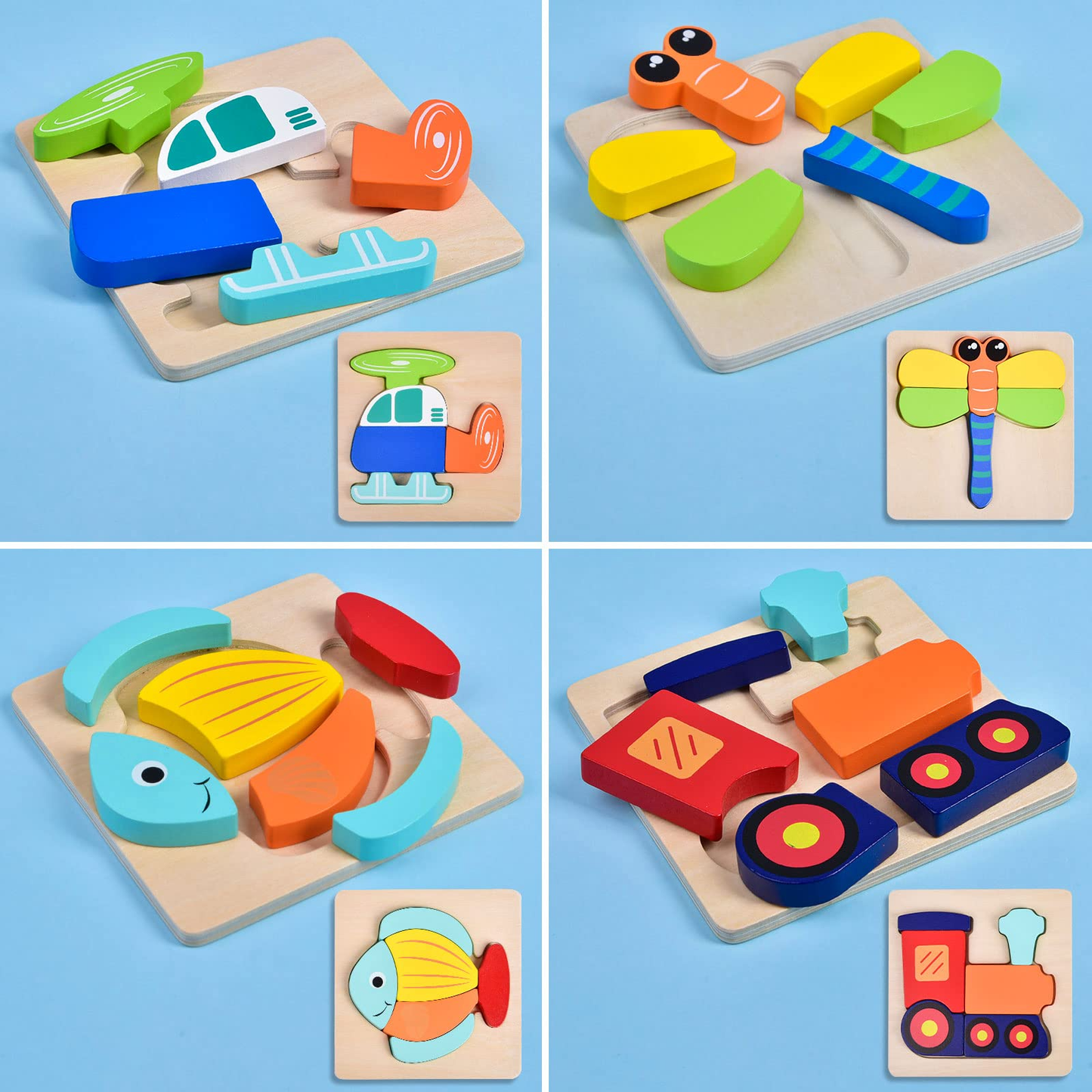 Wooden Puzzles for Toddlers Educational Playset