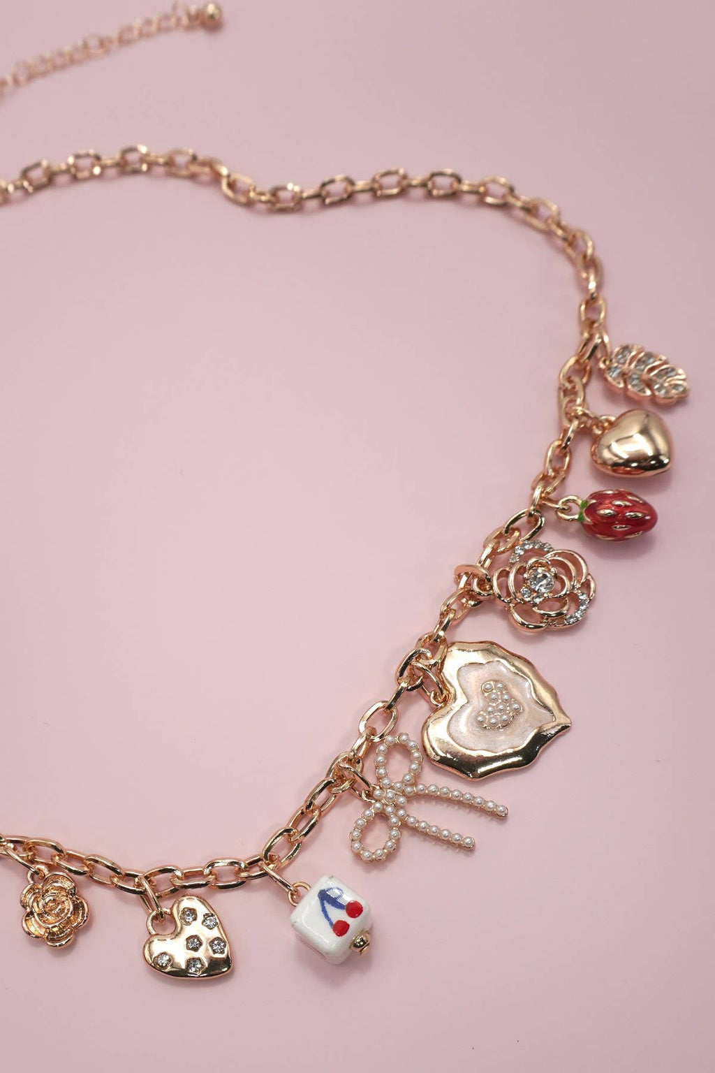 Charm Necklace - Cherry, Bow, Strawberry, Flower, Heart