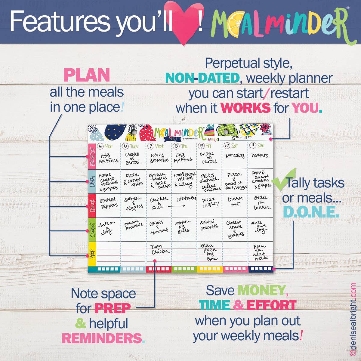 52-Week Meal Minder® Weekly Menu Planner Pad | Open Stock