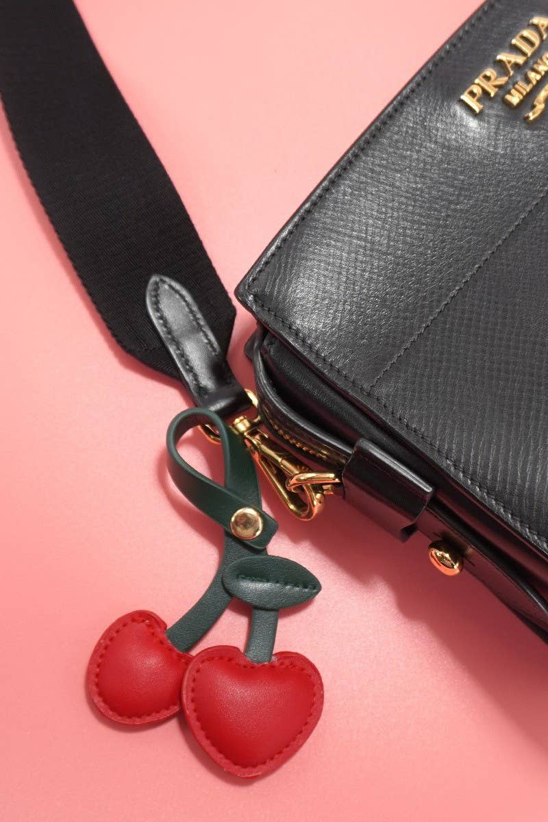 Trending Vegan Leather Cherry Bag Charm Keychains
