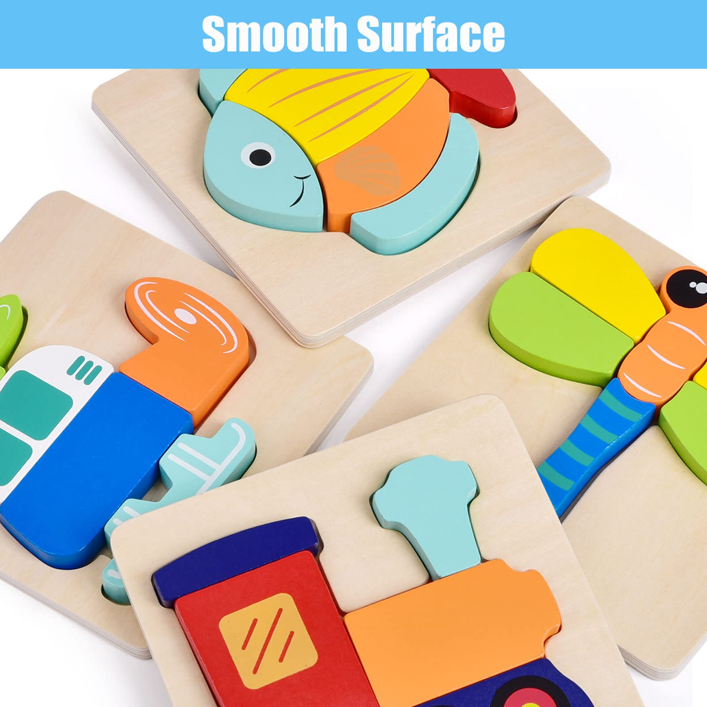 Wooden Puzzles for Toddlers Educational Playset