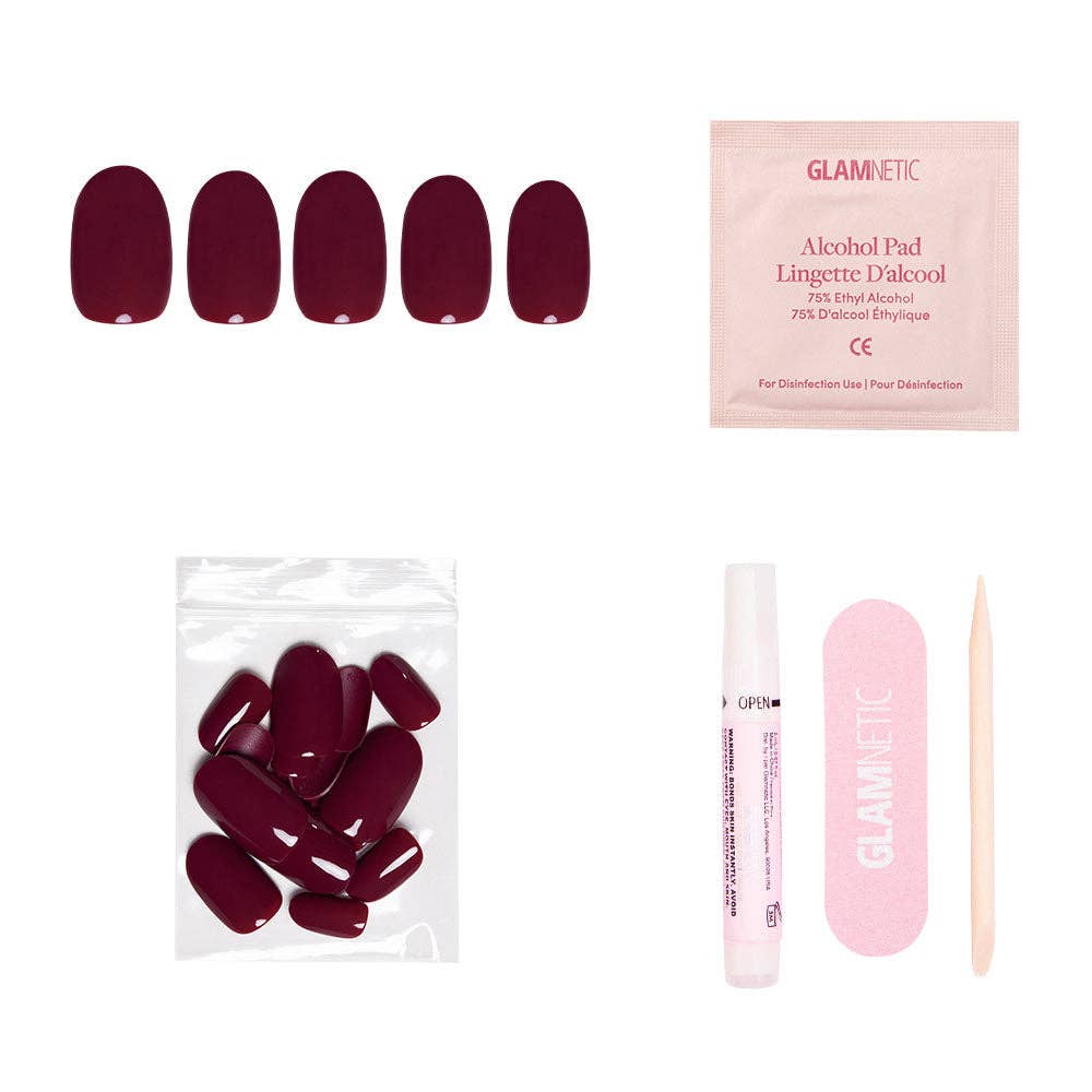 Berry Maroon Press-On Nails | Fall Solids | Short Round