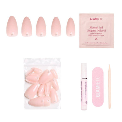 Wifey Press-On Nails | Short Almond Nude Pearl Bridal Nails