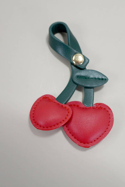 Trending Vegan Leather Cherry Bag Charm Keychains