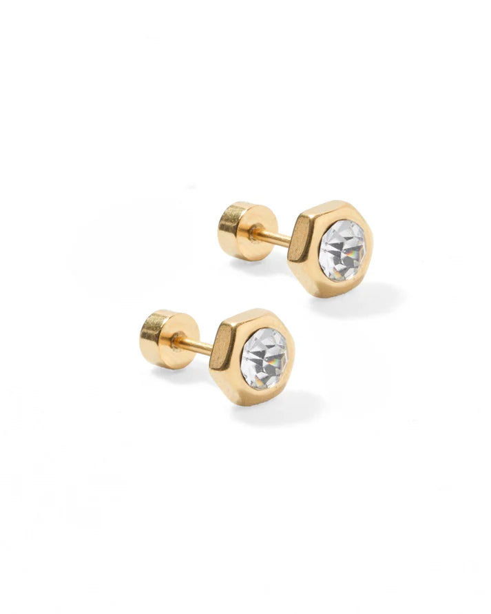 Addison Clear Gold - Screwback Stud Earrings