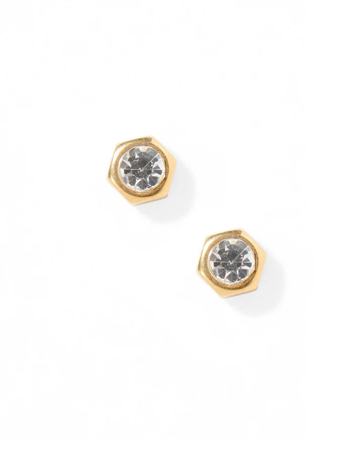 Addison Clear Gold - Screwback Stud Earrings