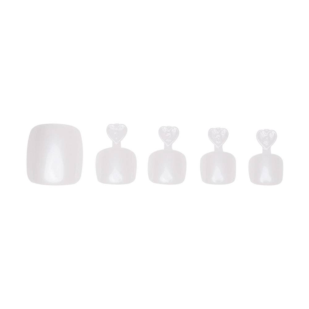 Hailey Toenail | Toe Press-On Nails | Glazed Donut White