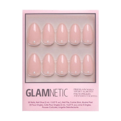 Wifey Press-On Nails | Short Almond Nude Pearl Bridal Nails