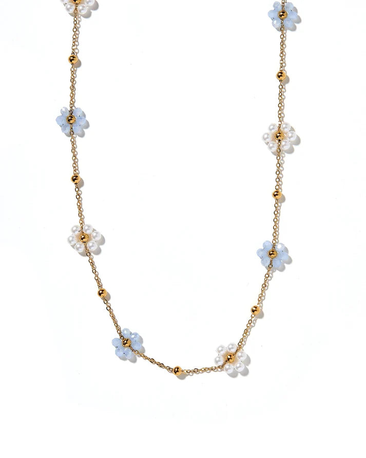 Gracie Flower Blue Necklace