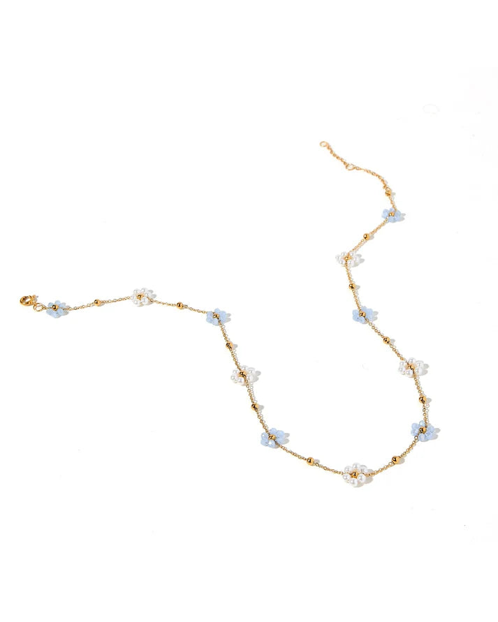 Gracie Flower Blue Necklace