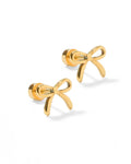 Sadie Bow Gold - Screwback Stud Earrings