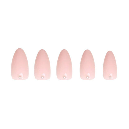 Wifey Press-On Nails | Short Almond Nude Pearl Bridal Nails