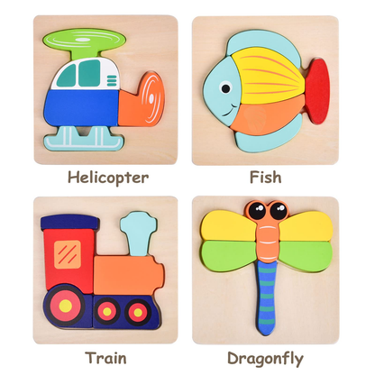 Wooden Puzzles for Toddlers Educational Playset