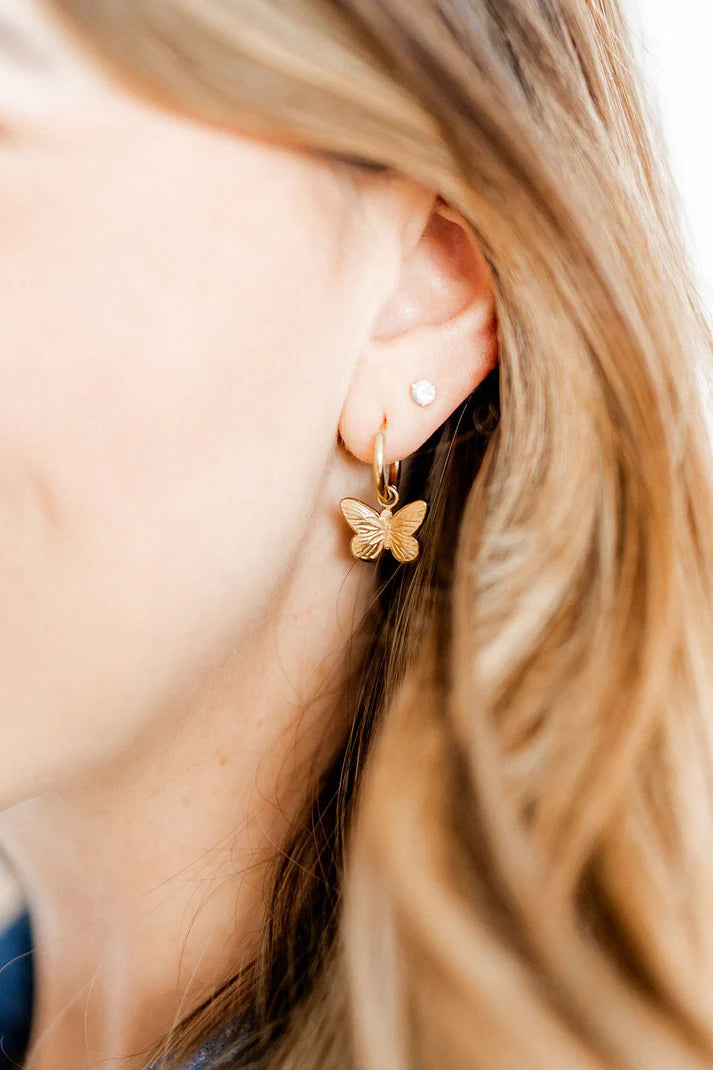 Faye Butterfly Huggie Charm Earrings