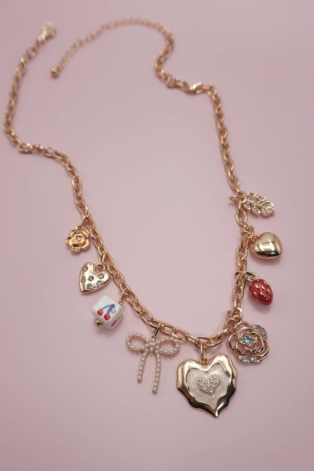 Charm Necklace - Cherry, Bow, Strawberry, Flower, Heart