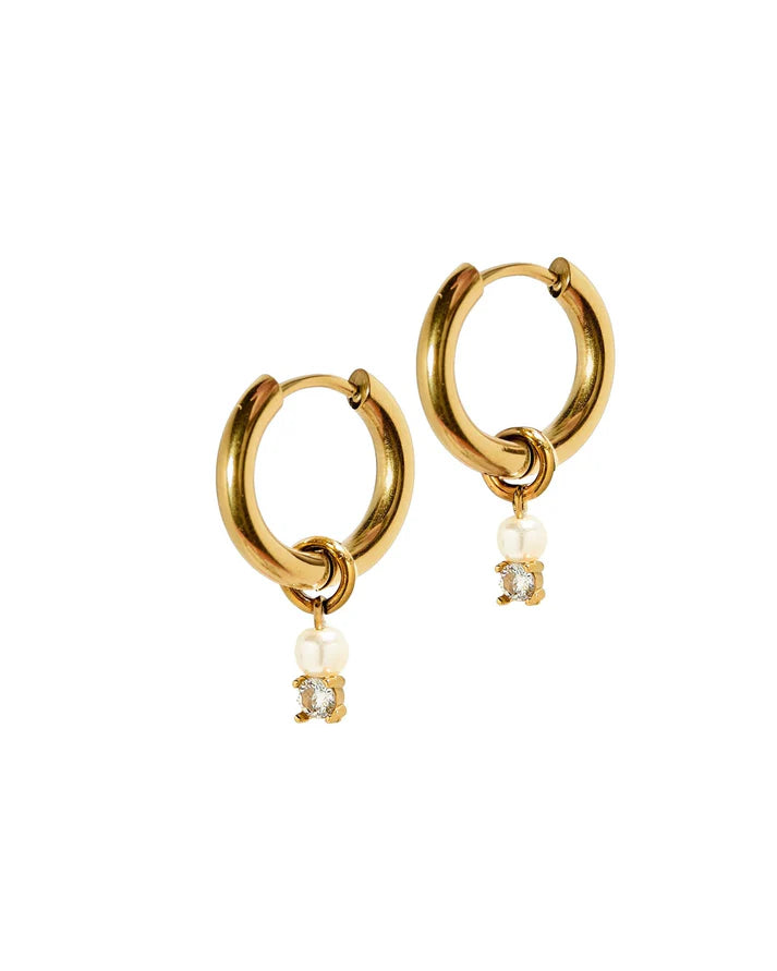 Jo Gold Huggie Charm Earrings