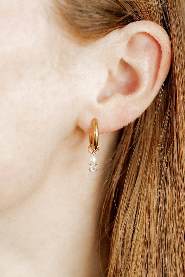 Jo Gold Huggie Charm Earrings