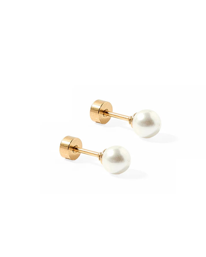 Payton Pearl White - Screwback Stud Earrings