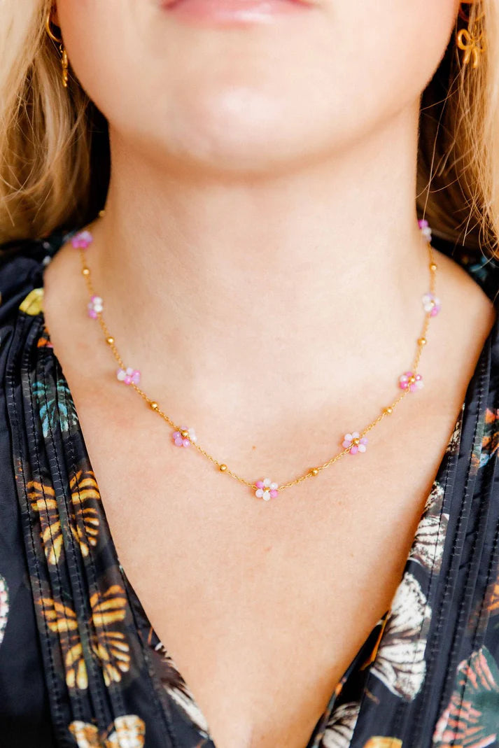 Gracie Flower Pink Necklace