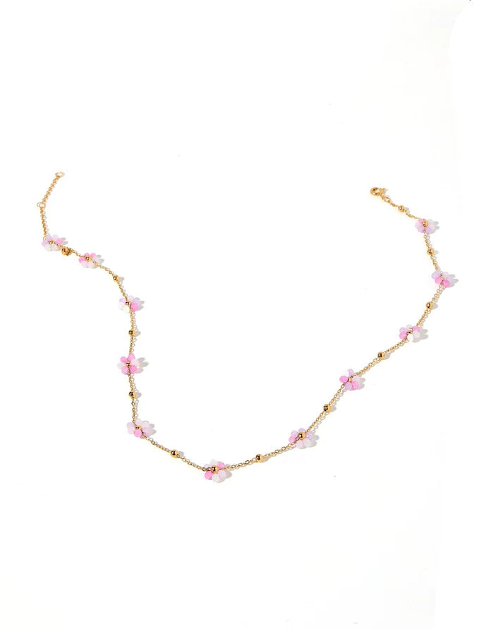 Gracie Flower Pink Necklace