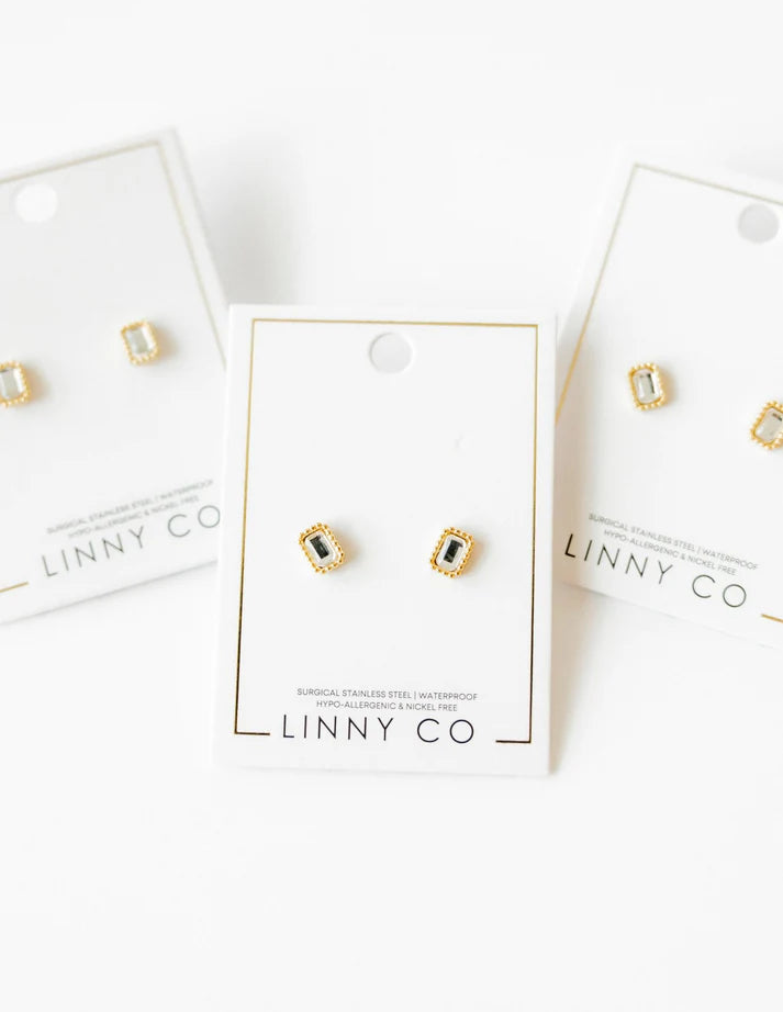 Madison Gold Clear - Screwback Stud Earrings