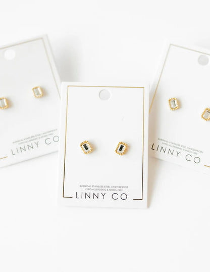 Madison Gold Clear - Screwback Stud Earrings