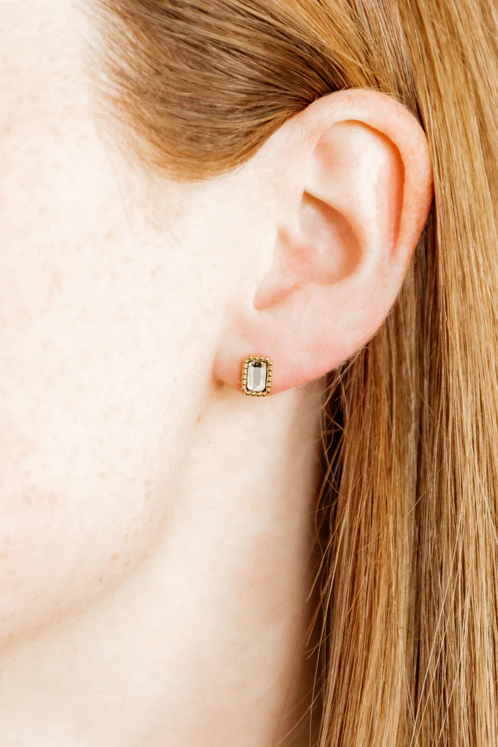 Madison Gold Clear - Screwback Stud Earrings