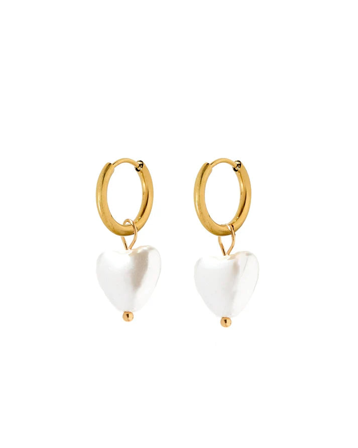 Willa Heart Gold Huggie Charm Earrings