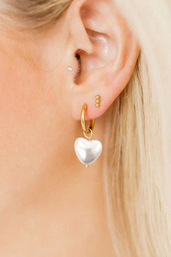 Willa Heart Gold Huggie Charm Earrings
